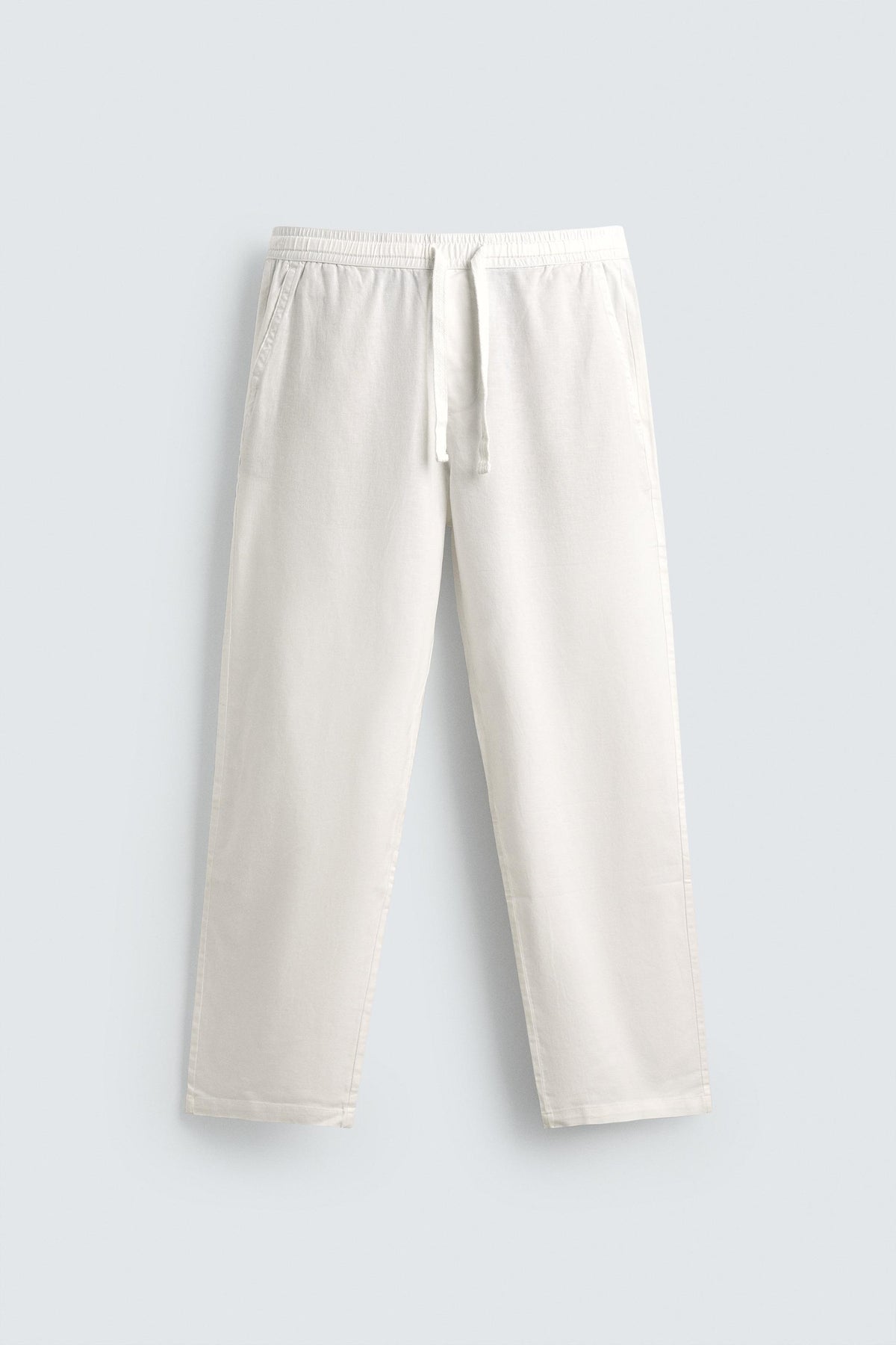 Linen Blend Relaxed Fit Trousers (Oyster White)
