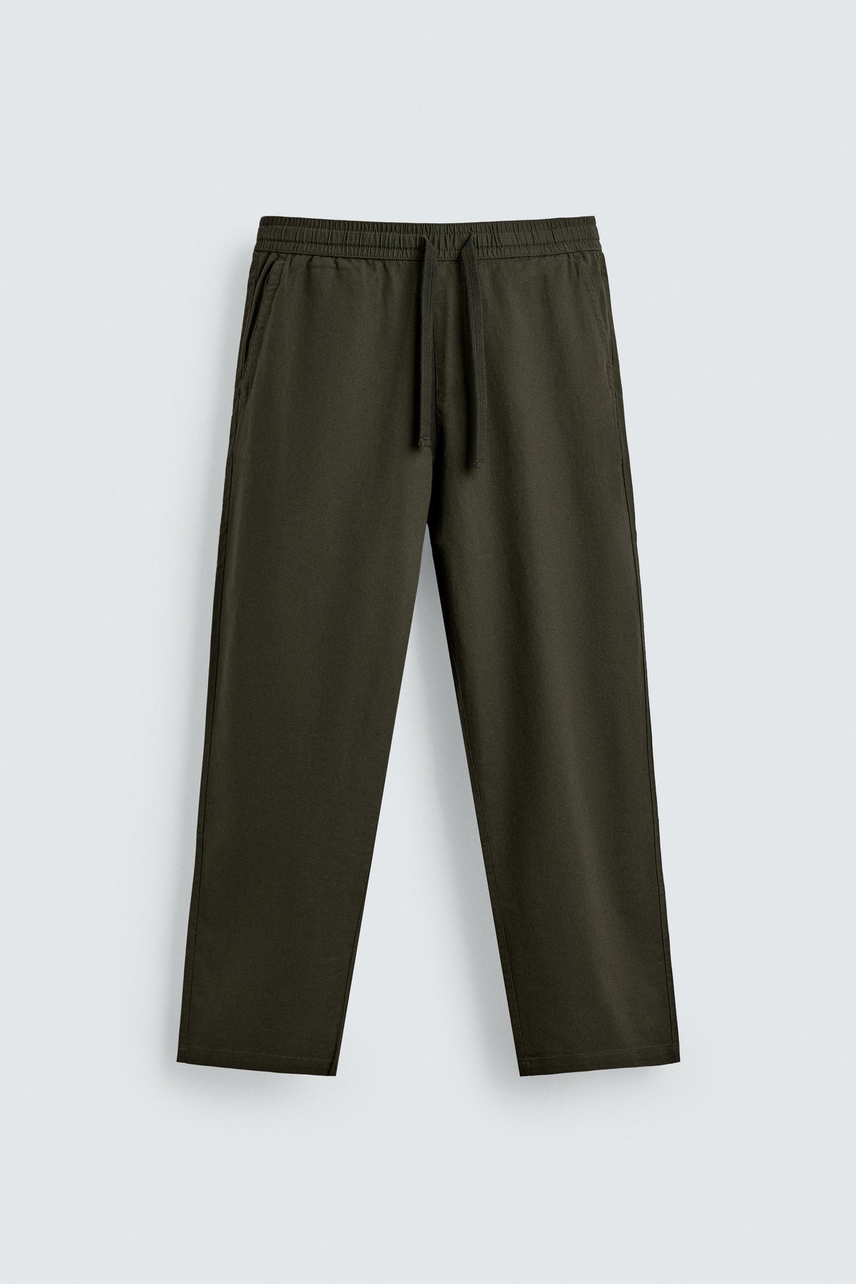 Linen Blend Relaxed Fit Trousers (Dark Khaki)