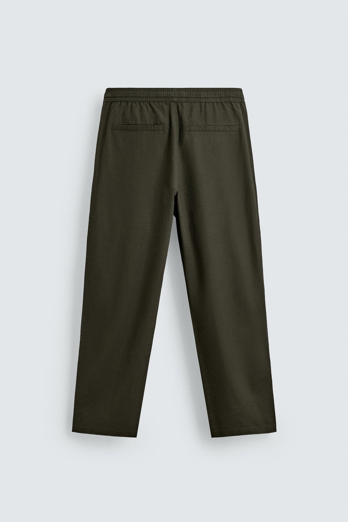 Linen Blend Relaxed Fit Trousers (Dark Khaki)