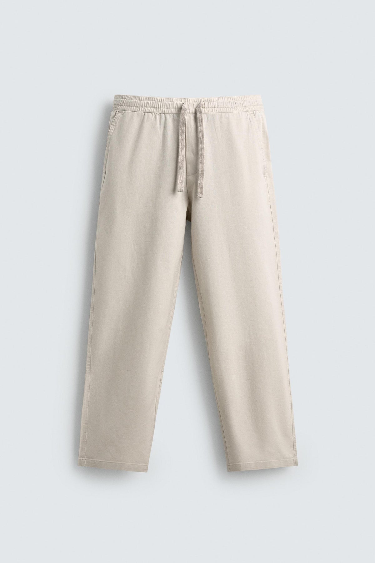 Linen Blend Relaxed Fit Trousers (Pearl Grey)