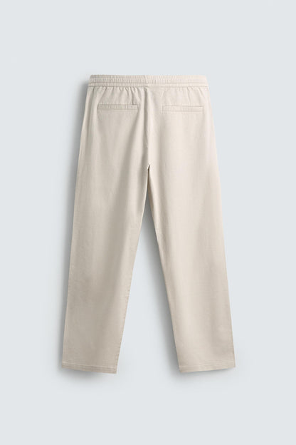 Linen Blend Relaxed Fit Trousers (Pearl Grey)