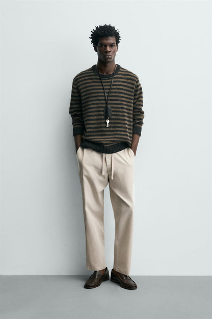 Linen Blend Relaxed Fit Trousers (Pearl Grey)