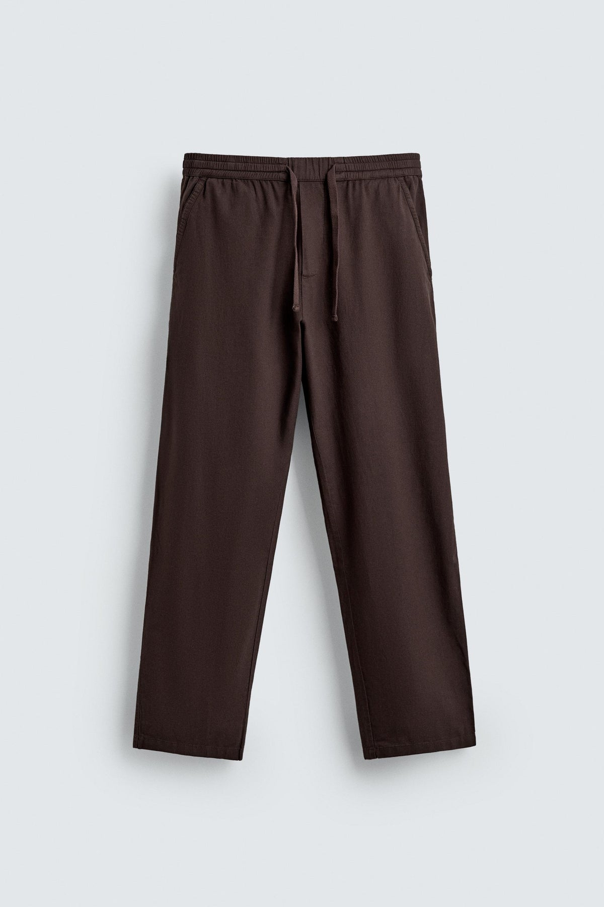 Linen Blend Relaxed Fit Trousers (Brown)