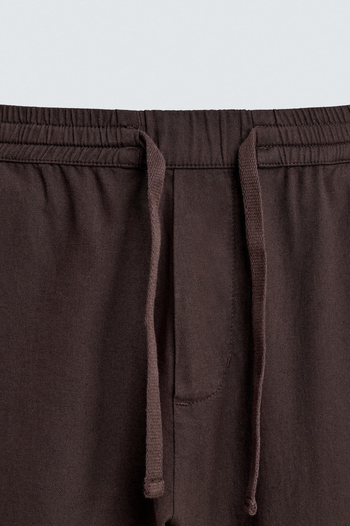 Linen Blend Relaxed Fit Trousers (Brown)
