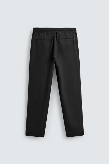 Linen Blend Relaxed Fit Trousers (Black)