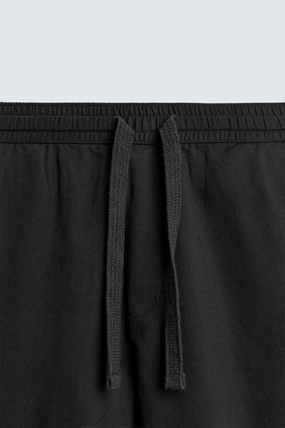 Linen Blend Relaxed Fit Trousers (Black)