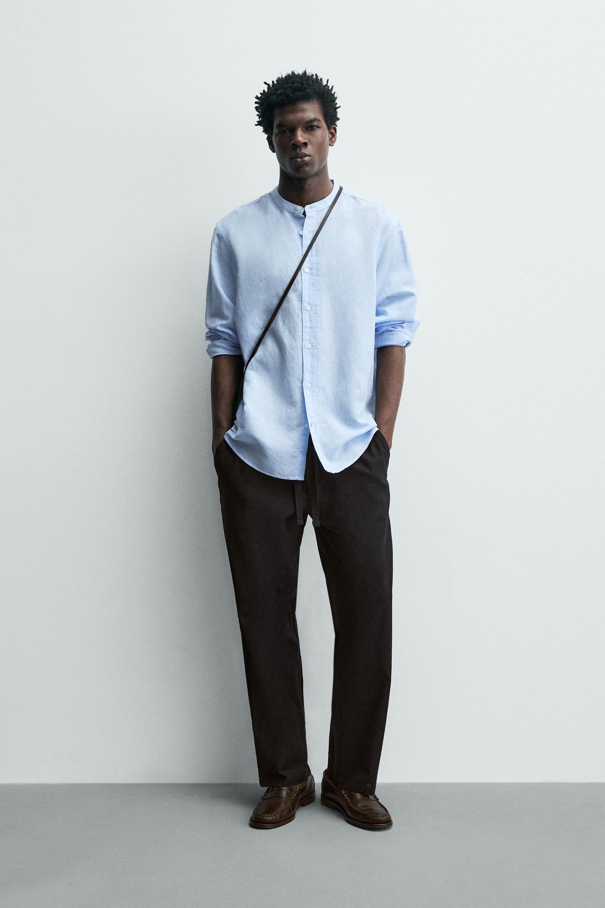 Linen Blend Relaxed Fit Trousers (Black)