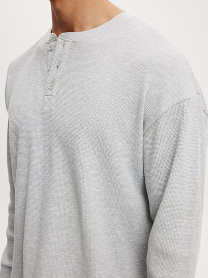 Waffle Henley Boxy Fit (Grey)