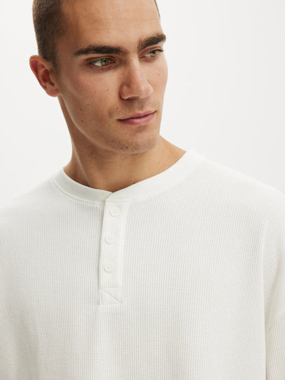 Waffle Henley Boxy Fit (White)