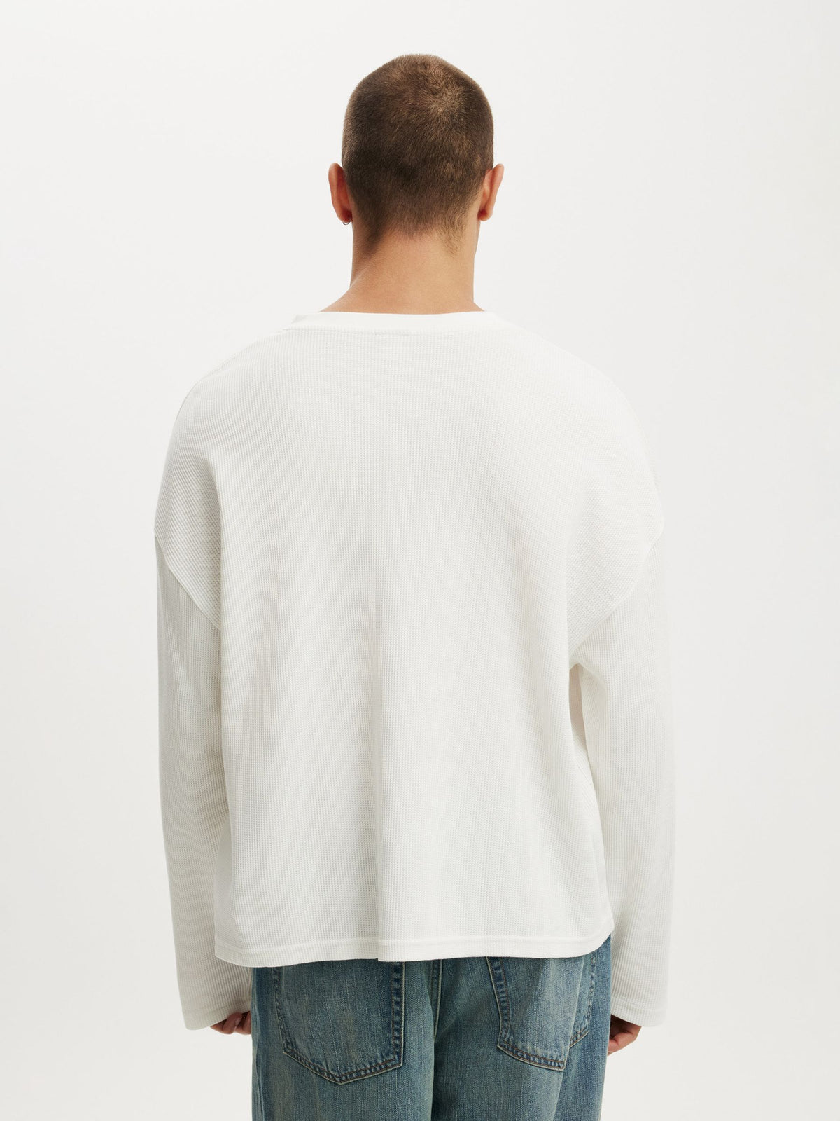 Waffle Henley Boxy Fit (White)