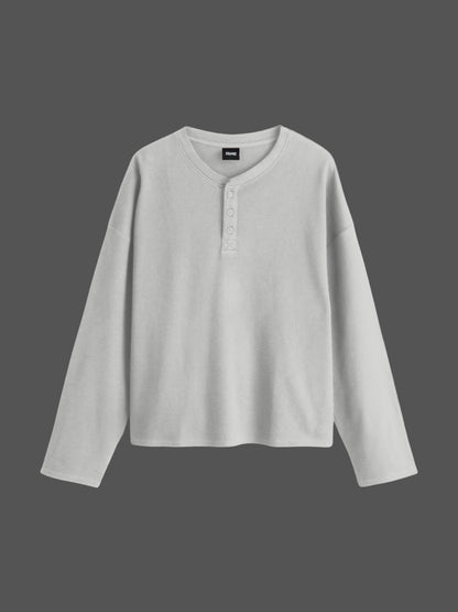 Waffle Henley Boxy Fit (Grey)
