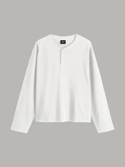 Waffle Henley Boxy Fit (White)
