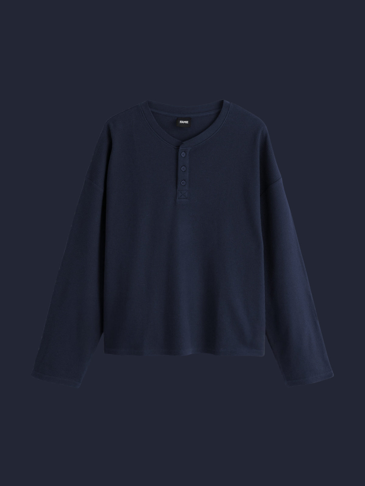 Waffle Henley Boxy Fit (Navy)
