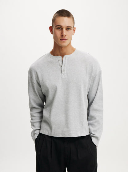 Waffle Henley Boxy Fit (Grey)