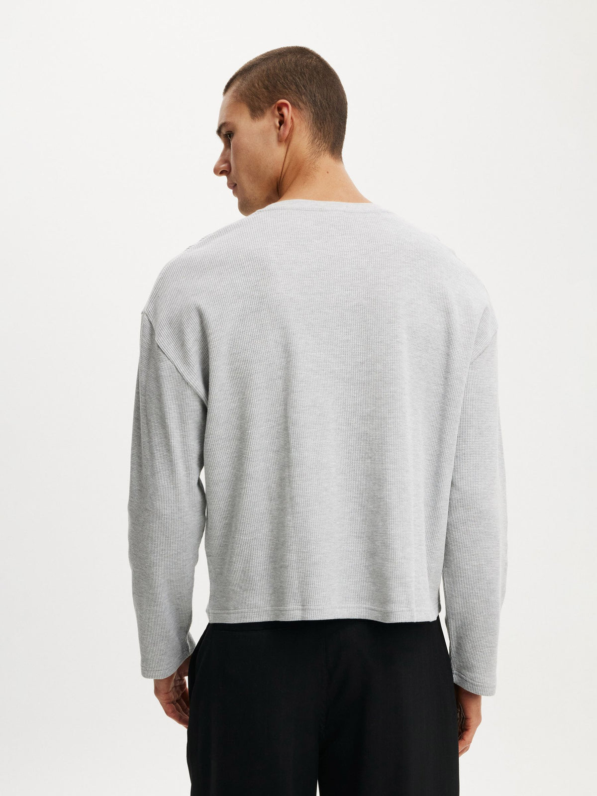 Waffle Henley Boxy Fit (Grey)
