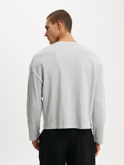 Waffle Henley Boxy Fit (Grey)