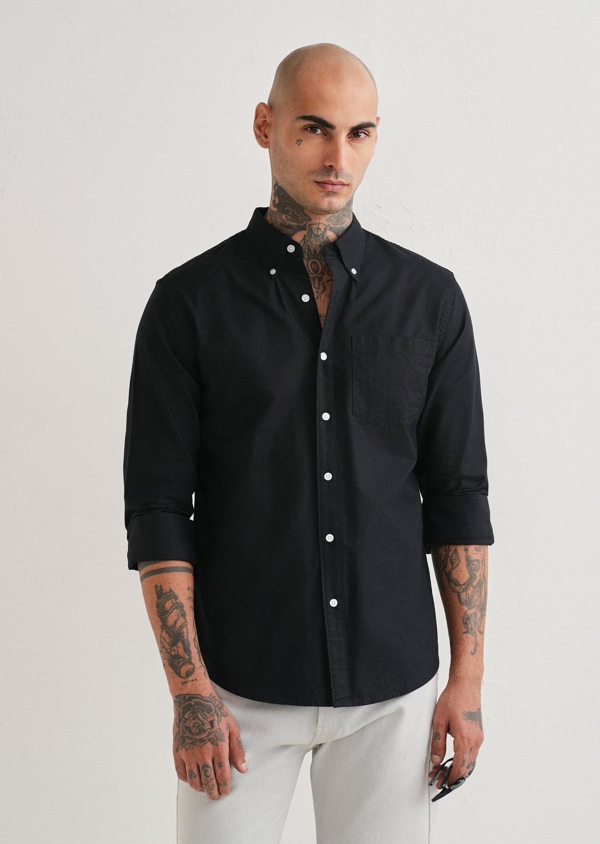 Classic Fit Garment-Dyed Oxford Shirt (Polo Black)