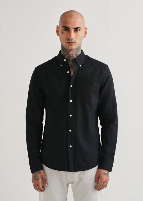 Classic Fit Garment-Dyed Oxford Shirt (Polo Black)