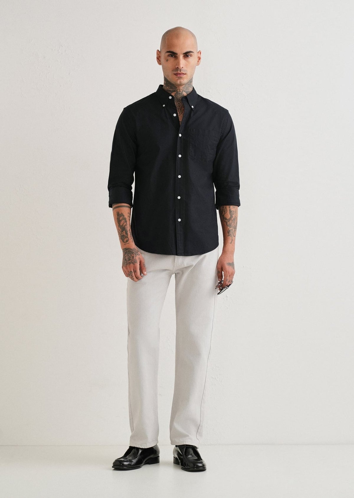 Classic Fit Garment-Dyed Oxford Shirt (Polo Black)