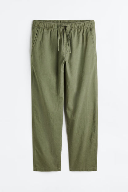 Linen Blend Relaxed Fit Trousers (Sage Green)