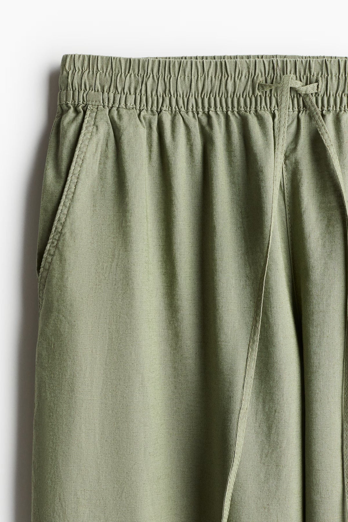 Linen Blend Relaxed Fit Trousers (Sage Green)